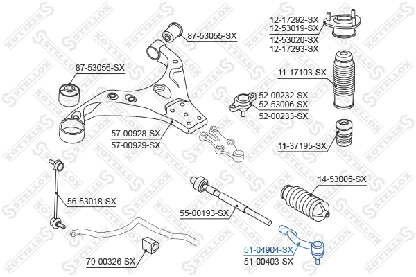 Rotule de barre de connexion STELLOX 51-04904-SX