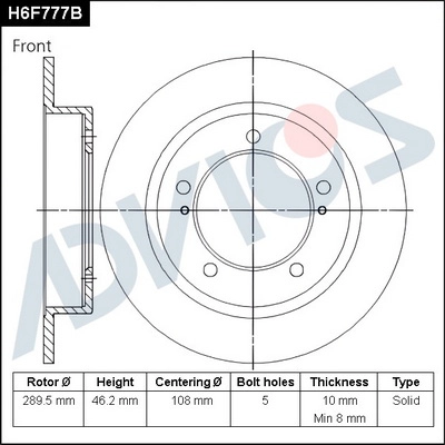 Disque de frein ADVICS H6F777B