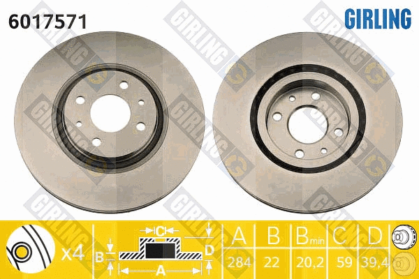 Disque de frein GIRLING 6017571