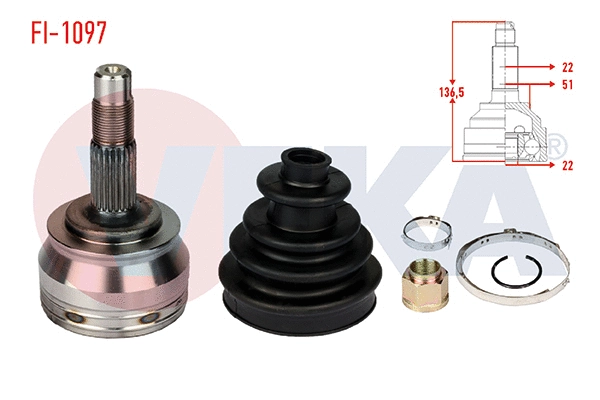 Jeu de joints, arbre de transmission VEKA FI-1097