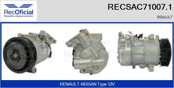 Compresseur, climatisation RECOFICIAL RECSAC71007.1