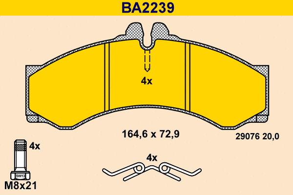 Kit de plaquettes de frein, frein à disque BARUM BA2239