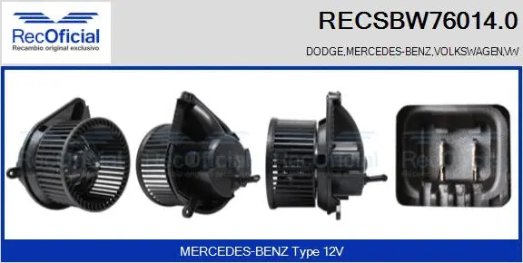 Pulseur d'air habitacle RECOFICIAL RECSBW76014.0