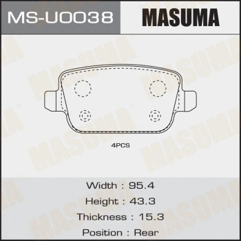 Jeu de mâchoires de frein MASUMA MS-U0038