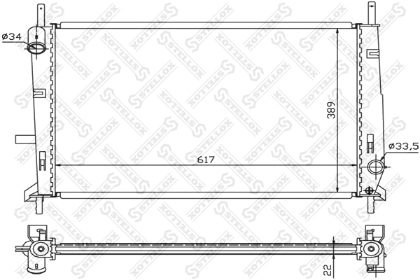 Radiateur, refroidissement du moteur STELLOX 10-25031-SX