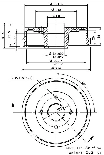 Tambour de frein VILLAR 627.0130