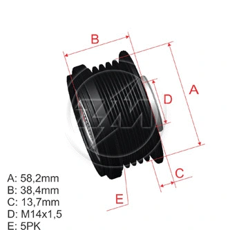 Poulie roue libre, alternateur ZM ZM 96.005.06