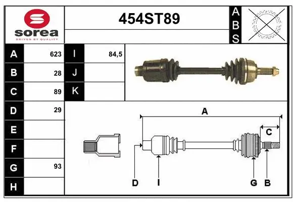 Arbre de transmission STARTCAR 454ST89