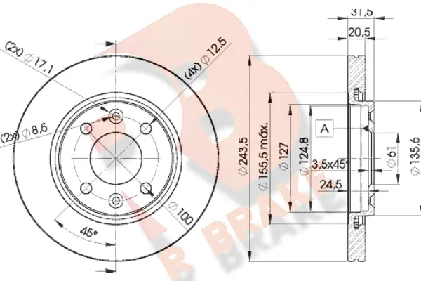 Disque de frein R BRAKE 78RBD28901