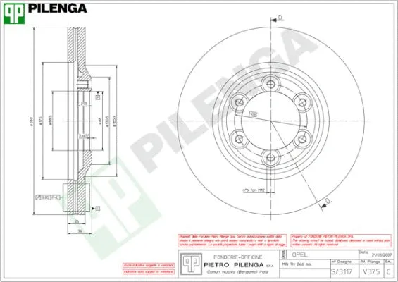 Disque de frein PILENGA V375