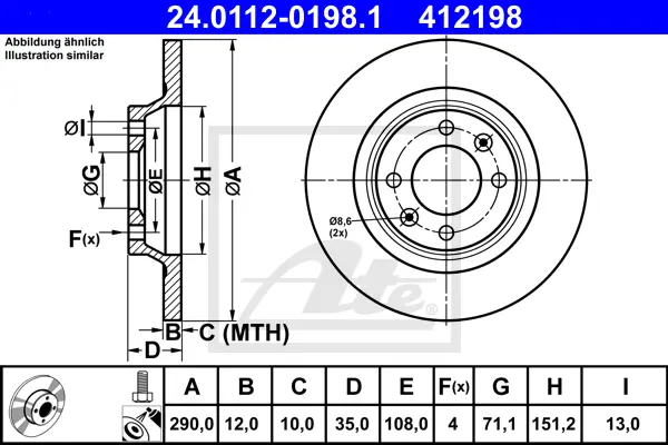 Disque de frein ATE-APAC 24.0112-0198.1