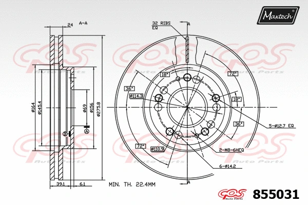 Disque de frein MAXTECH 855031