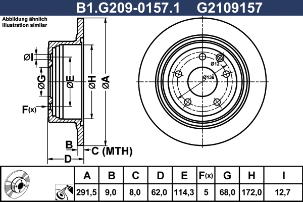 Disque de frein GALFER B1.G209-0157.1