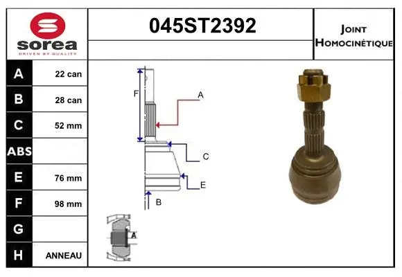 Jeu de joints, arbre de transmission STARTCAR 045ST2392