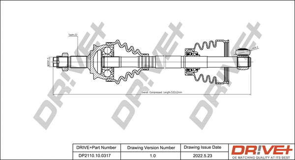 Arbre de transmission Dr!ve+ DP2110.10.0317