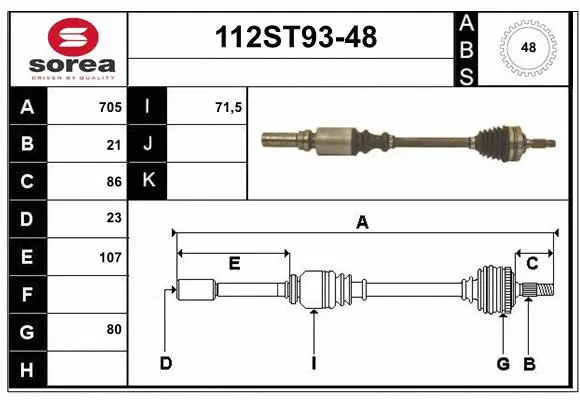 Arbre de transmission STARTCAR 112ST93-48