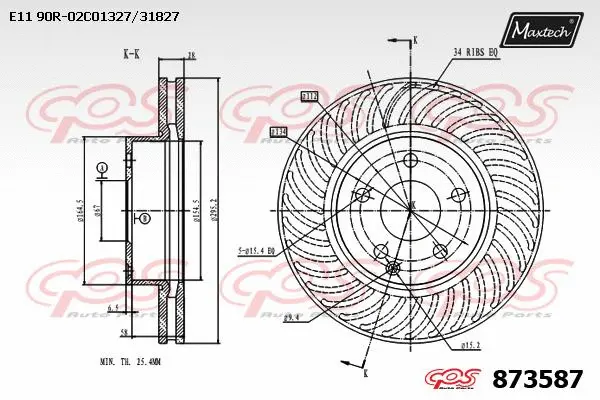 Disque de frein MAXTECH 873587