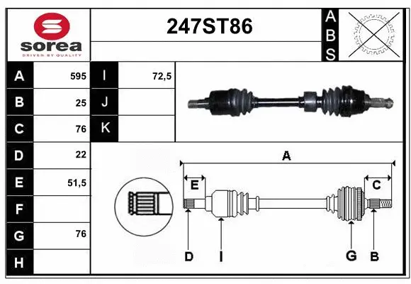 Arbre de transmission STARTCAR 247ST86