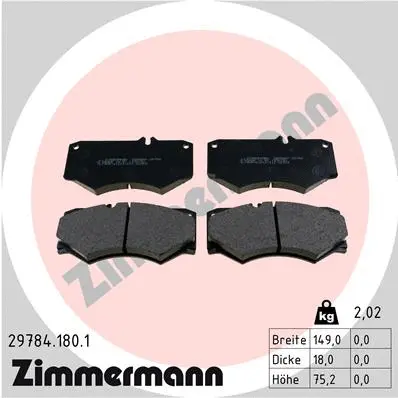 Kit de plaquettes de frein, frein à disque ZIMMERMANN 29784.180.1