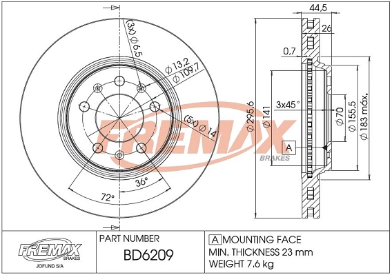 Disque de frein FREMAX BD-6209