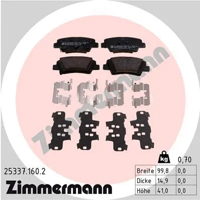 Kit de plaquettes de frein, frein à disque ZIMMERMANN 25337.160.2