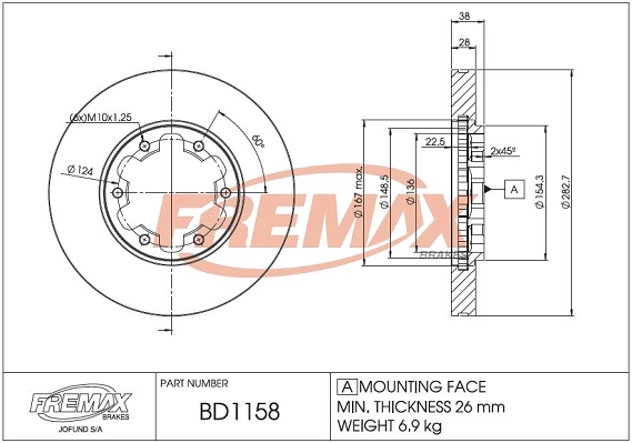 Disque de frein FREMAX BD-1158