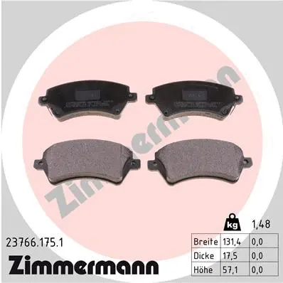 Kit de plaquettes de frein, frein à disque ZIMMERMANN 23766.175.1