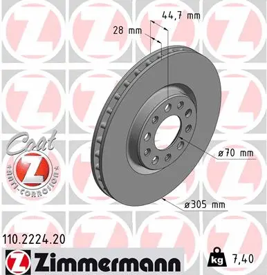 Disque de frein ZIMMERMANN 110.2224.20