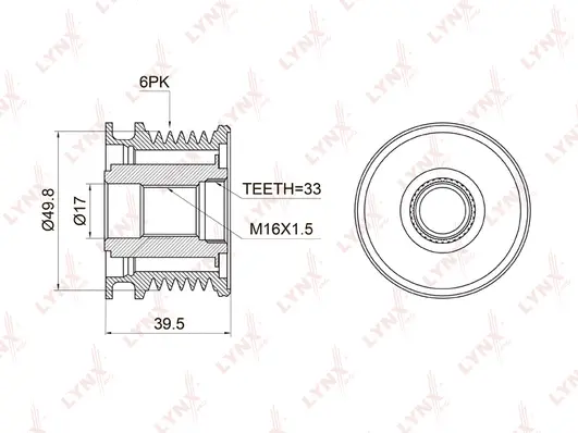 Poulie roue libre, alternateur LYNXAUTO PA-1005