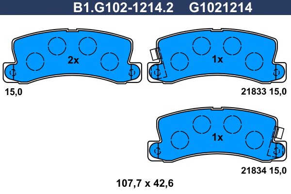 Kit de plaquettes de frein, frein à disque GALFER B1.G102-1214.2
