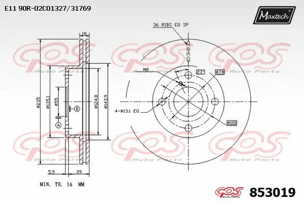 Disque de frein MAXTECH 853019