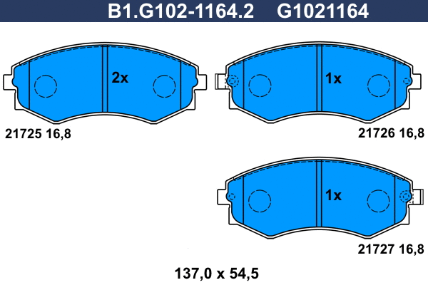 Kit de plaquettes de frein, frein à disque GALFER B1.G102-1164.2