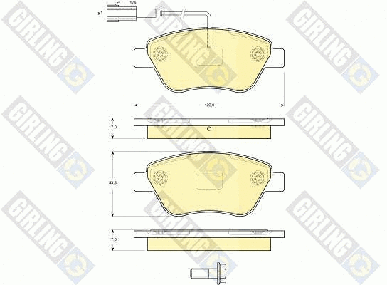 Kit de plaquettes de frein, frein à disque GIRLING 6115904