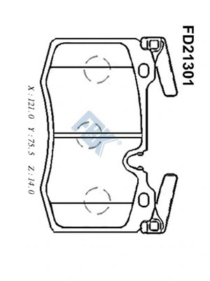 Kit de plaquettes de frein, frein à disque FBK FD21301