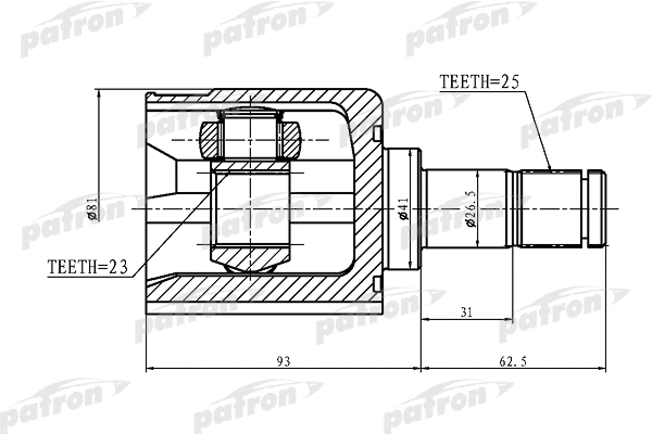 Jeu de joints, arbre de transmission PATRON PCV1384