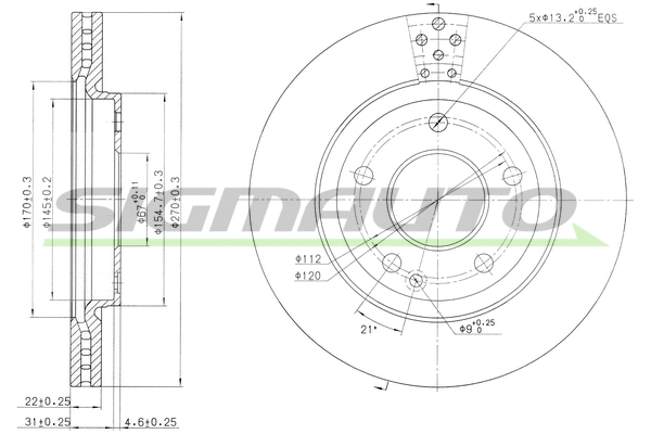 Disque de frein SIGMAUTO DBB363V