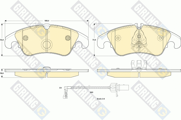 Kit de plaquettes de frein, frein à disque GIRLING 6119081