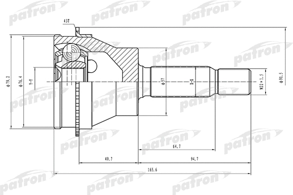 Jeu de joints, arbre de transmission PATRON PCV1523