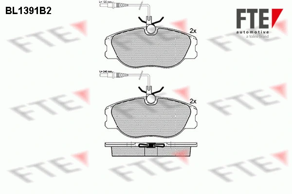 Kit de plaquettes de frein, frein à disque FTE 9010166