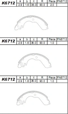 Jeu de mâchoires de frein ASIMCO K6712