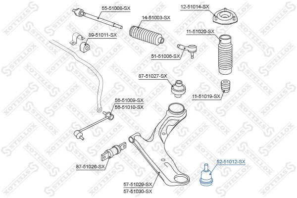 Rotule de suspension STELLOX 52-51012-SX