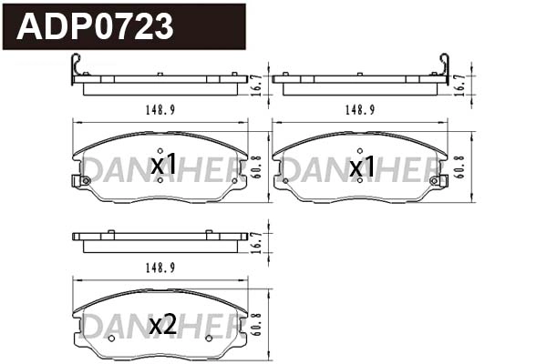 Kit de plaquettes de frein, frein à disque DANAHER ADP0723