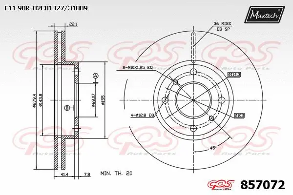 Disque de frein MAXTECH 857072