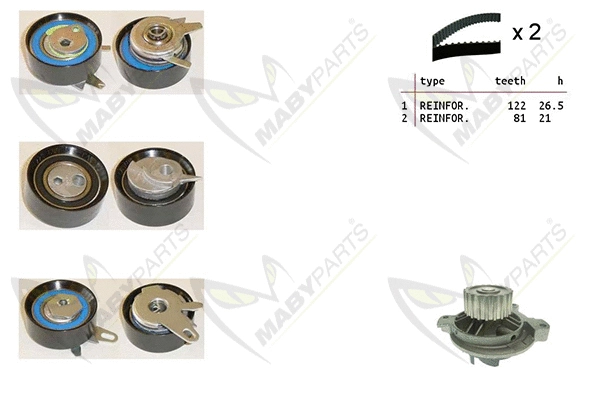 Pompe à eau + kit de courroie crantée MABYPARTS OBKWP0156