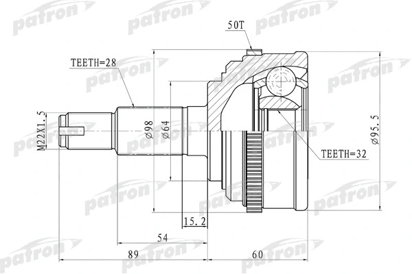 Jeu de joints, arbre de transmission PATRON PCV9574