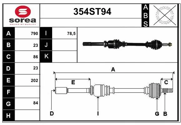Arbre de transmission STARTCAR 354ST94