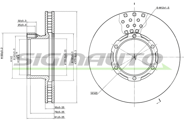 Disque de frein SIGMAUTO DB0162V