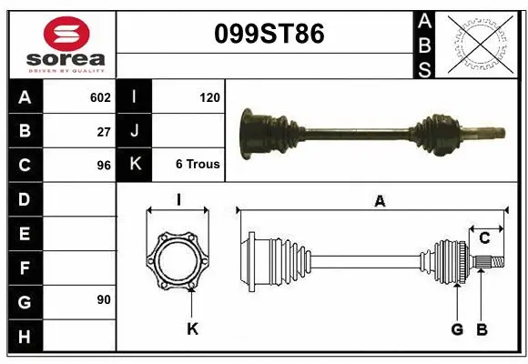 Arbre de transmission STARTCAR 099ST86