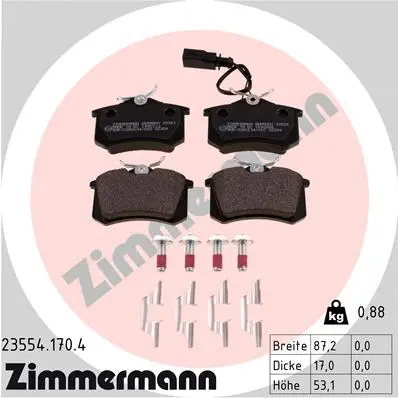 Kit de plaquettes de frein, frein à disque ZIMMERMANN 23554.170.4