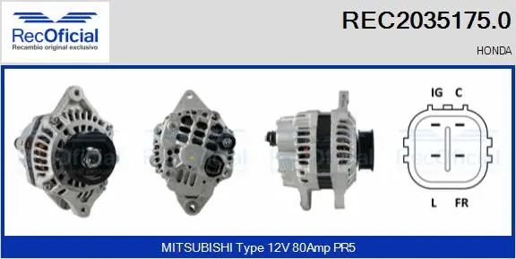 Alternateur RECOFICIAL REC2035175.0